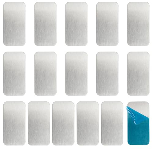 16pcs Under Cabinet Light Magnetic Strip,Adhesive Metal Plate for Magnets,Adhesive Metal Plate Stick-On for Non-Metal Surfaces(Not Magnets)
