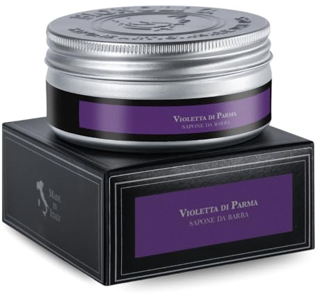 Bignoli Sapone da Barba Artigianale – Sapone da Barba con Schiuma Ricca per Rasatura Tradizionale (175 gr, Violetta)