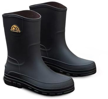 lefunnix Waterproof Rain Boots for Men,Rubber Boots Breathable Mid-Calf Garden Boots Lightweight Slip-Resistant Fishing & Outdoor Shoes