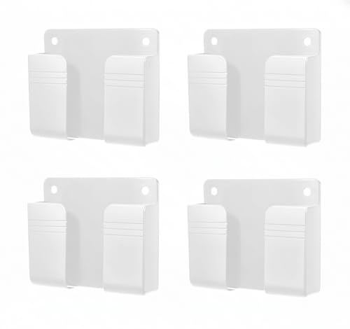 Générique Support Mural Télécommande 4 Pièces, avec Adhésif Fort, Boîte de Rangement Étanche, pour Téléphone Télécommande, Fixation Mural pour Lit de Douche et Table de Chevet, Couleur Blanc