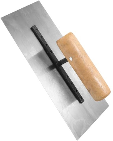 MUCKLILY Llana para Enlucir con Mango de Madera Cómoda Llana de Acero para Mortero Fratasadora Resistente para Masilla y Alisado de Paredes Construcción y Bricolaje