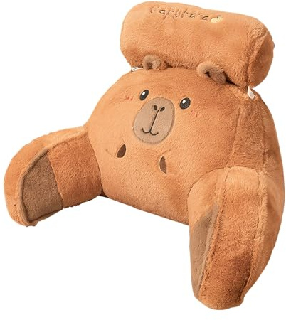 Almohada de Lectura para Cama - Soporte Ergonómico Capybara Diseño - Cojín Con Brazos Para Soporte En Cama | Para Adultos y Niños - Descanso en Sofá o Suelo, Dormir Sentado, Relajarse y Ver Televisión