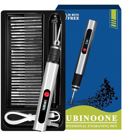 Kit de bolígrafo de grabado ajustable, mini herramienta de grabado giratorio portátil de 30 bits | Grabador artesanal para vidrio, cerámica, madera, piedra, manicura, hogar y proyectos de manualidades