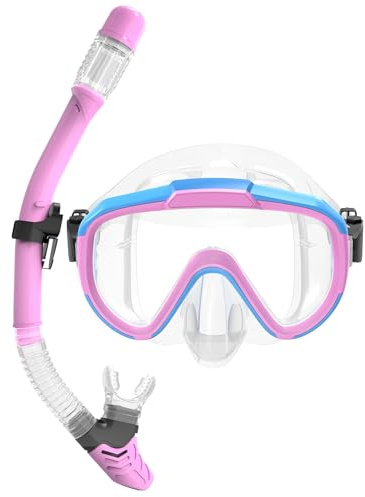 Lealinga Snorkel Set Adult Kid Panoramic View Snorkel Mask with Travel Bag | Anti-Fog Dry Top Snorkel Kit with Travel Bag, Diving Set for Snorkeling Scuba Diving Swimming Travel for Adults Kids