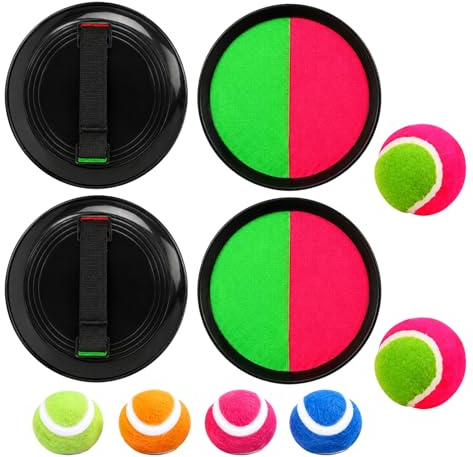 Wtoawgt Toss and Catch Ball Set, Interactive Ball and Catch Game, Sticky Paddles & Balls, Fun Outdoor Toys for Garden, Beach, Pool, Summer, Sports Day & Family Games All Age