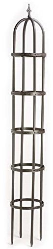 Plow & Hearth Metal Garden Obelisk | Indoor/Outdoor | Powder-Coated Steel | Trellis for Climbing | Floral Pattern | 11 Dia. x 8'H | Bronze