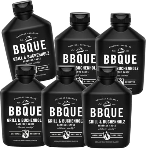 BBQUE Bayrische Barbecue Sauce Grill & Buchenholz | 6er Pack