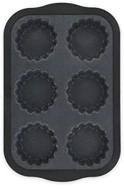 Zenker 685537 Moule 6 tartelettes en fibre de verre, moule pour 6 tartelettes, moule à tartelettes, Silicone fibre de verre, Gris, 28,3 x 18,4 x 2 cm