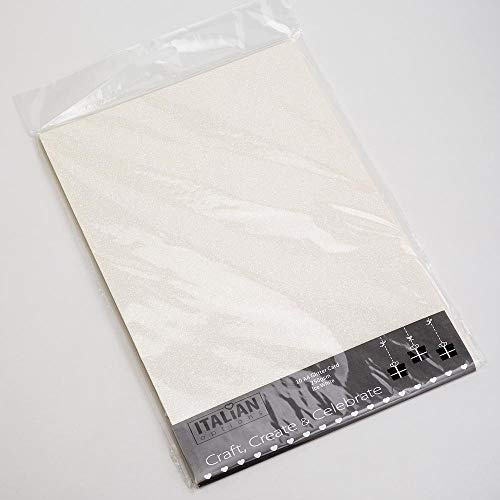 Italian Options Non-Shed Glitter Cardstock Paper, Sturdy Glitter Card for Electronic Die-Cutter Machines, Christmas Crafts and Card Making Supplies, 10 Coloured Sheets, A4, 250gsm, Ice White