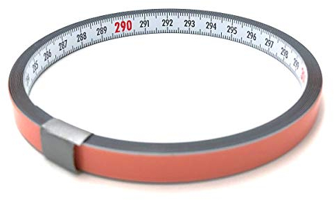 Skalenbandmaß 15m mit Selbstklebefolie - Bezifferung von links nach rechts - Stahl weiß lackiert - Breite: 10mm, mit Duplexteilung - Gehrungsband Anschlagband Rollbandmaß Lineal