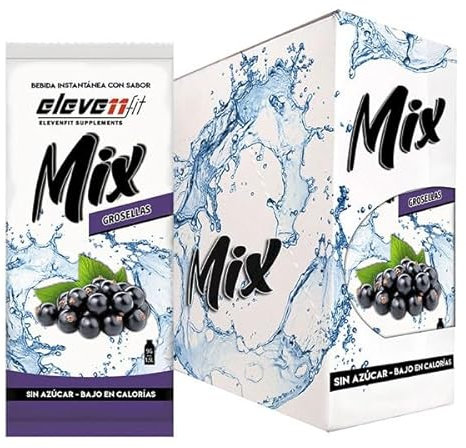Eleven Fit Mix Instantáneo Sabor Grosellas | Prepara 1.5L de Bebida Saludable, Sin Azúcar y Baja en Calorías | Ideal para Mezclar con Agua y Mejorar tu Dieta | Caja de 24 Sobres
