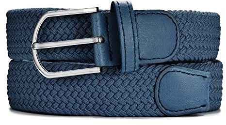 MASADA Stoffgürtel - Dehnbarer Stretch-Gürtel für Damen und Herren 3,2 cm breit elastisch 90-100 cm lang - Dunkelblau