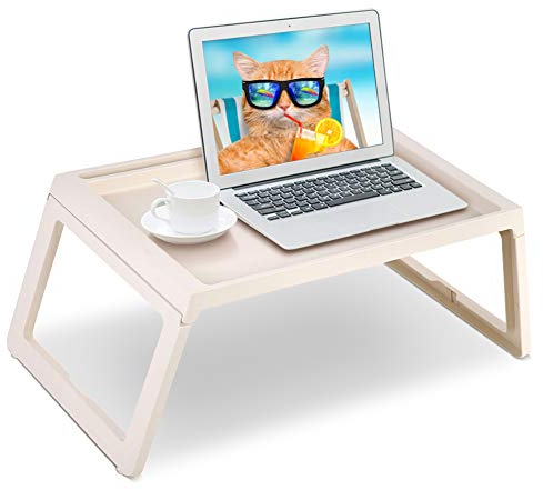 Desayuno Cama, Bandeja Cama, Bandeja de Cama para Desayuno, Bandeja de Servicio de Escritorio Plegable, Mesa de Cama de Escritorio para Computadora Portátil con Patas Plegables