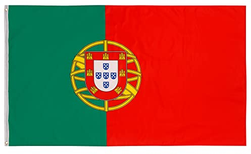 Aricona Drapeau Portugal 90x150cm – portugais - résistant aux intempéries, avec œillets en laiton, 100% polyester, coutures doubles robustes et couleurs éclatantes – pour les passionnés de drapeaux