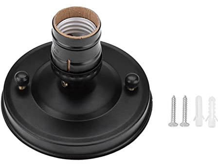 YUMILI Base de luz de techo, E26/E27, soporte de base de luz de pared de techo industrial vintage, casquillo de tornillo para lámpara colgante para oficina, dormitorio, sala de estar, hoteles (negro)