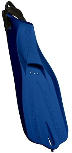 SCUBAPRO GO Travel Scuba Fin for Snorkeling, Scuba Diving and Swimming, Blue Scuba Fin with Black Bungee Open Heel Strap, Medium/Large