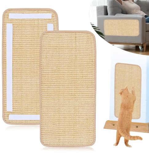 WDZGX Klösmatta, katt, klösbrädor, 50 x 25 cm, 2 st, klösmattor, sisal, klösmatta, klösbräda, väggmatta, katter för katter, soffa, möbler, dörr, klösskydd, beige