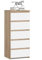 Kommode mit 5 Schubladen Kommode Schlafzimmer Flur Wohnzimmer Organizer Kommode mit Schubladen 40 cm breit 92 cm hoch | sonoma Eiche-weiß Highboard Sideboard Mehrzweckschrank Schrank schmal