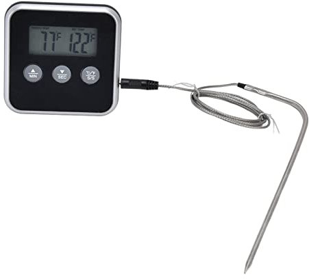 Termometro Digitale per Alimenti da Termometro per Sonda da Forno, Termometro per Carne per Barbecue - Batteria Non Inclusa (BLACK)
