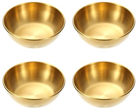 MVPACKEEY 4pcs Golden Stainless Steel Dipping Bowls - Sturdy Construction, Perfect for Snacks, Appetizers, Desserts & More