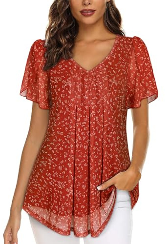 ACDAY Blouses for Women UK Casual Womens Summer Tops Puff Sleeve Blouse