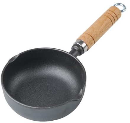 Sartén de aceite de hierro fundido profunda diseñada para freír huevos y calentar leche con distribución uniforme del calor y verter derrames para uso en estufa y horno