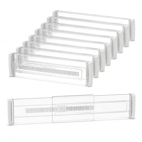 Set di 8 divisori per cassetti, regolabili, 30-50 cm, in plastica, per armadio, scrivania, comò, cucina, sistema di organizzazione flessibile