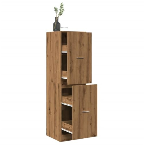 mzdioop Armoire à pharmacie en chêne Artisan - 40 x 41 x 144,5 cm - Avec 4 tiroirs - Meuble de rangement - Commode - Pour salon, bureau, cuisine