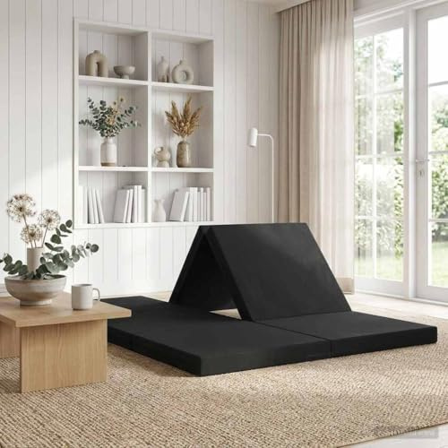 Ziaphsol Fällbar soffa säng 140 x 67 x 45 cm svart vikbar bäddsoffa 2 i 1-soffa eller madrass för vardagsrum och sovrum med avtagbart överdrag