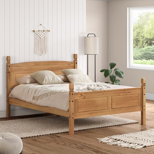 Corona King Size 5'0 High End Bed Frame Solid Wood Mexican Pine Wooden Slats Bedroom Rustic 116cm High. 162cm Wide. 212cm Deep.