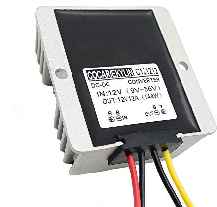 Car Voltage Stabilizer, DC 12V Regulator Surge Protector 144W Heavy Duty for Car Battery Auto Truck Vehicle Boat Motor Solar System Protection (DC 10-36V Input, DC 12V Output)