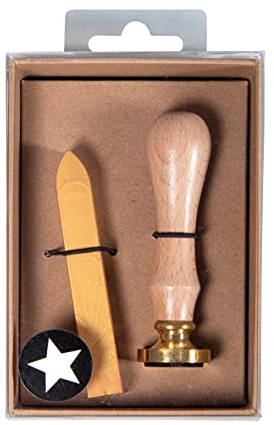 Rayher Siegel Set Stern, 2,5 cm ø, gold, 1 Stempel, 1 Siegelwachs à 12 g, Siegelstempel mit Siegelwachs, 29223616