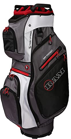 Ram Golf FX Deluxe Golf Cart Bag with 14 Way Dividers Grey/White/Red