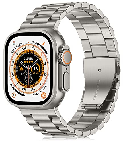 Netolo Bracelet en Métal Compatible avec Apple Watch Ultra 49mm, Remplacement en Acier Inoxydable Assorti pour iWatch Ultra Hommes