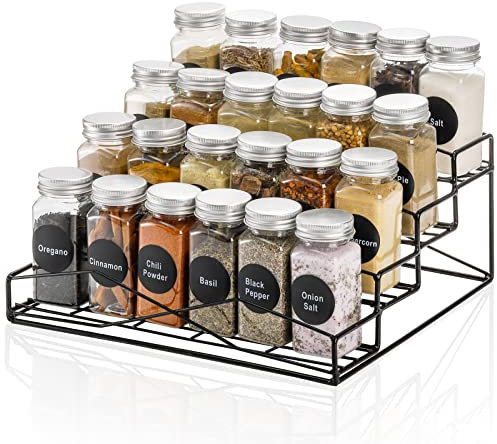 Lyellfe 4 Tier Spice Rack Organizer, Space Saving Seasoning Organizer, Rust-proof Tired Step Countertop Spice Storage Holder for Kitchen Cabinet Shelf Pantry