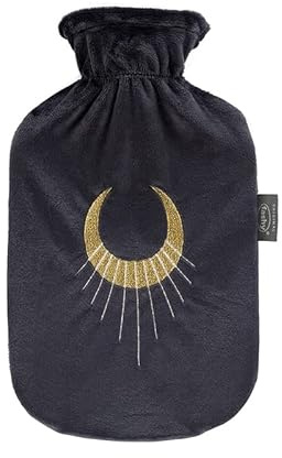 Fashy Bolsa de agua caliente con funda de flojel y purpurina media luna gris oscuro 2 L