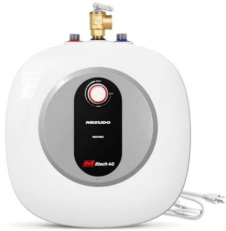 MIZUDO Electric Mini Tank Water Heater - 4.0 Gallon Point of Use Instant Hot Water Heater for RV, Camper, Kitchen, Food Truck, 120V 1440W, Under Sink, Wall or Floor Mounted, Easy to Install