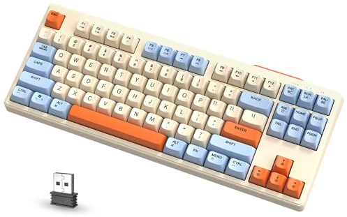 ATTACK SHARK X FREEWOLF M87 Tastiera da Gioco Wireless all'80%, TKL RGB SA Tastiera PBT Bluetooth/2.4Ghz, Batteria da 4000 mAh per Mac/Win, Ufficio/Giochi, QWERTY – Grigio Cremoso