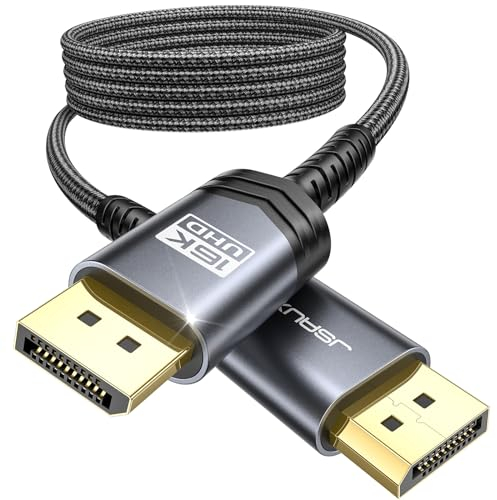 Displayport Kabel 3m 2.1, JSAUX Displayport Kabel 2.1/2.0 Unterstützung 16K@60Hz, 8K@120Hz, 4K@240Hz 80Gbps, Abwärtskompatibel mit DP1.4/DP1.2, DP Kabel 3m 2.1 kompatibel mit Monitor, Laptop, Grafik