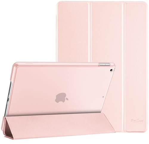 ProCase Funda para iPad 10,2 Pulgadas 9.ª/8.ª/ 7.ª Generación 2021/2020/2019 Modelo, Carcasa Dura Cubierta Protectora Tapa Inteligente Plegable para Nuevo iPad 9a/8a/7a Gen 10.2 -Rosa Claro