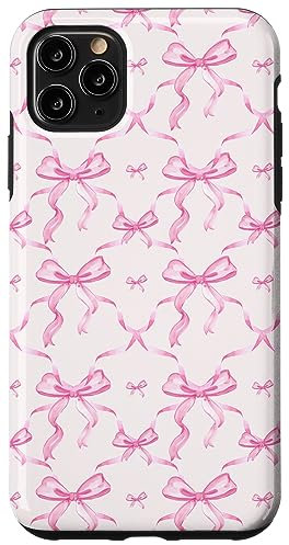 iPhone 11 Pro Max Aesthetic Pink Ribbons and Bows in Watercolor Case