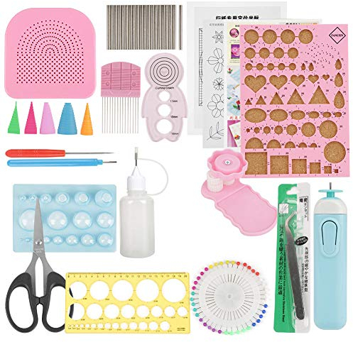 QANYEGN 24-teiliges Papier-Quilling-Set, Quilling-Zubehör Mit Kleber Usw., Quilling-Werkzeug Für Erwachsene, Anfänger, HEIMWERKEN-Lernkurs
