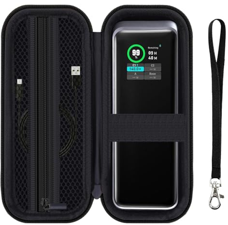 HESPLUS Resefodral för Anker Prime Power Bank 27 650 mAh 250 W, bärbart batteripaket kraftstation organiseringsväska, nätficka passad laddare, kabel – svart (endast som leverans!)
