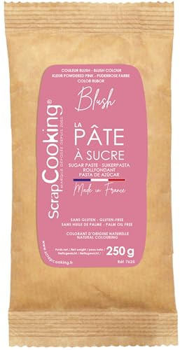 ScrapCooking - Pâte à Sucre Rose « Blush » 250g - Colorant d’Origine Naturelle - Sans Gluten, Sans Huile de Palme - Pour Gâteaux, Pâtisseries Anniversaire - Fabriquée en France - 7625