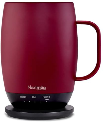 Nextmug Plus (Burgundy - 510.3 g) Temperaturgesteuerter, selbstheizender Becher - Keine App, langlebiger Akku für Arbeit & Studium, tolles Geschenk für Kaffeeliebhaber