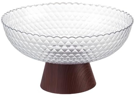 HOMTERN El cuenco de frutas viene con un recipiente de frutas de drenaje, cesta de frutas transparente, grano de madera, decoración de sala de estar, cuenco de frutas para comedor.