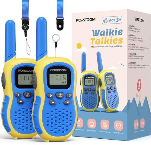 FOREDOM J388C Walkie Talkie per Bambini, Confezione da 2, Lunga Portata, con Torcia – Blu