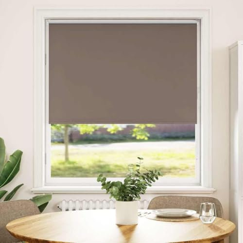 vidaxl roller blind blackout coffee - 95x130 cm - 100% polyester fabric for privacy and light control - suitable for home/office/cafe - easy install with screw/clamping brackets - child safe