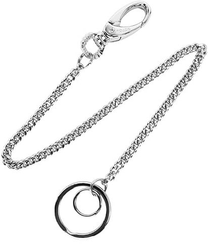zizitips Portachiavi catena in acciaio inox 38 cm, resistente con moschettoni girevoli a 360°, porta chiavi e portafoglio, fissaggio sicuro a cintura o borsa, ideale uso quotidiano e stile urbano