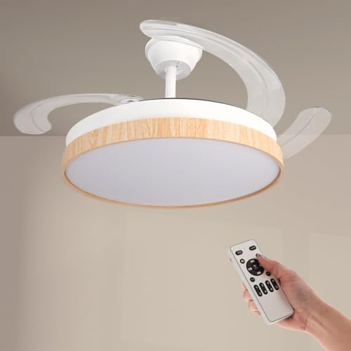 M mimotec - Ventilateur de plafond LED White Plant, température de couleur réglable, fonction été/hiver, 6 vitesses, LM8848
